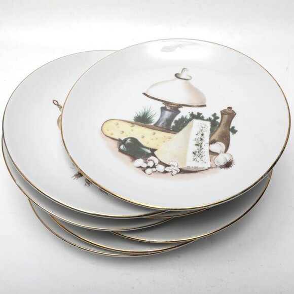 RARE 1960s Kahla German Republic Porcelain Appetizer Plates - Set of 7! 🧀🍷 - Picture 6 of 14